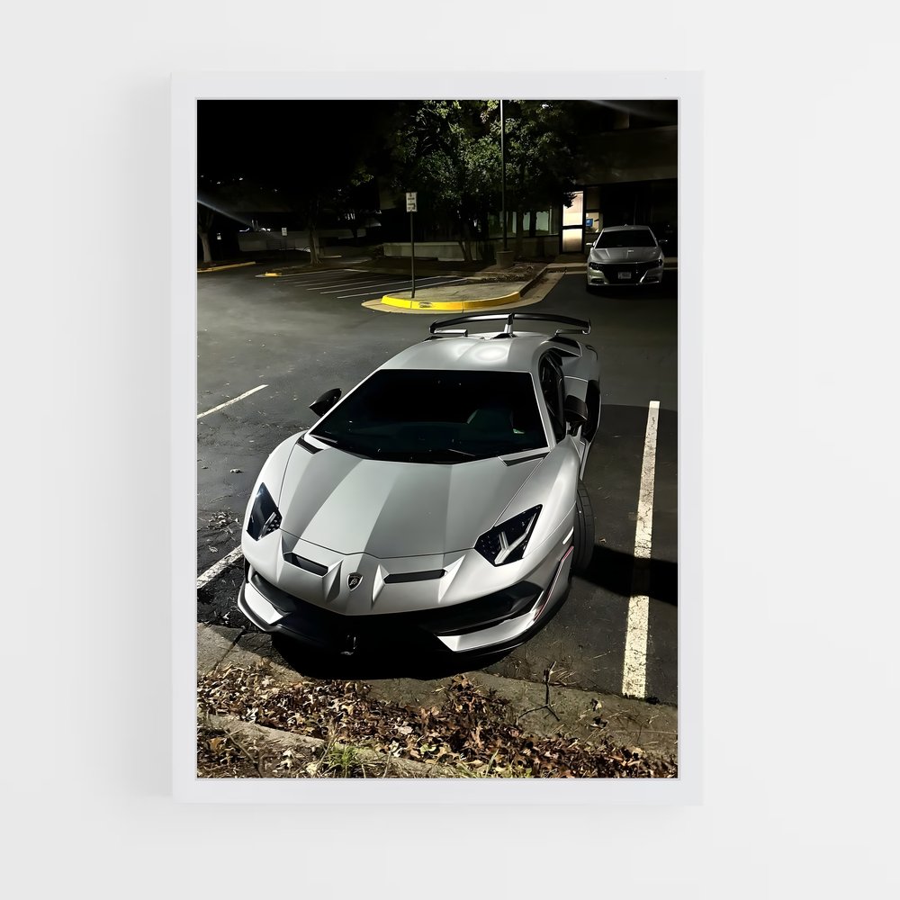 Poster Aventador svj argenté – affiche Lamborghini (vue 3)